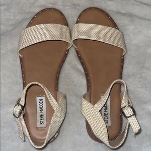 Steve Madden Cream Comfort Sandals with Wide Straps